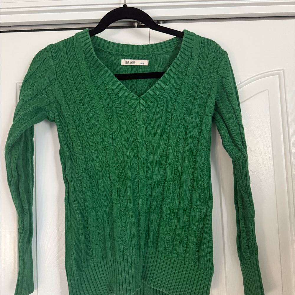 Old Navy Emerald V-Neck Cable Sweater